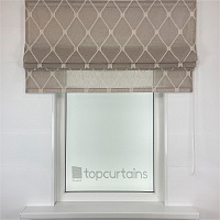 картинка Римская штора Geometrics Tulle  из бежевого тюля с вышитыми ромбами от магазина Topcurtains