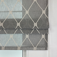 картинка Римская штора Geometrics Tulle  из серого льняного тюля с ромбами от магазина Topcurtains