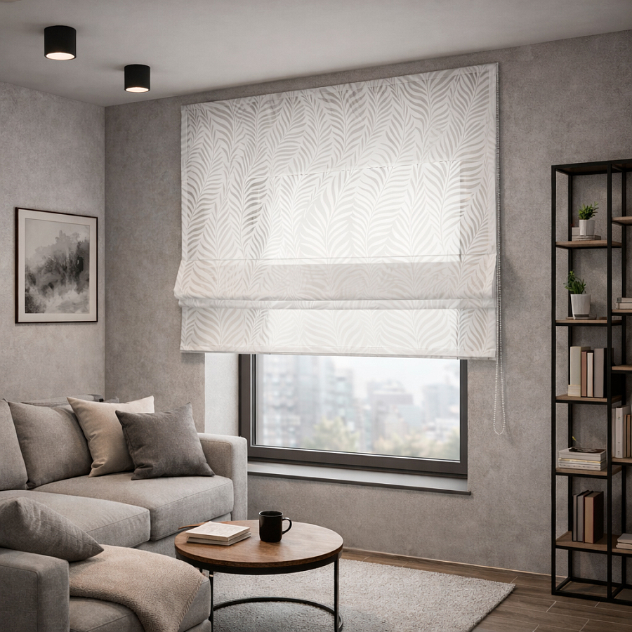 картинка Римская штора Forest Plants белая от магазина Topcurtains