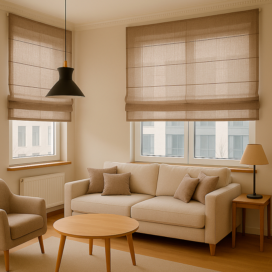 картинка Римская штора Flax Melody, коричневая от магазина Topcurtains