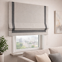 картинка Римская штора блэкаут Eclipse Frame светло серая с темным кантом от магазина Topcurtains