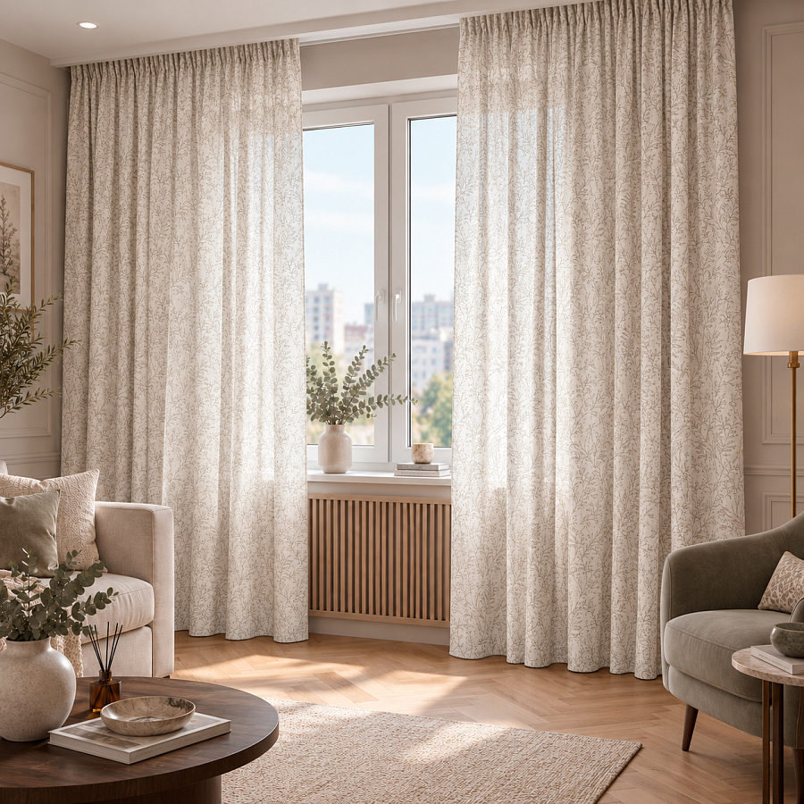 картинка Штора из тюля с ботаническим орнаментом Florentino от магазина Topcurtains