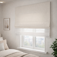 картинка Двойная римская штора Chenille Milk с тюлем от магазина Topcurtains