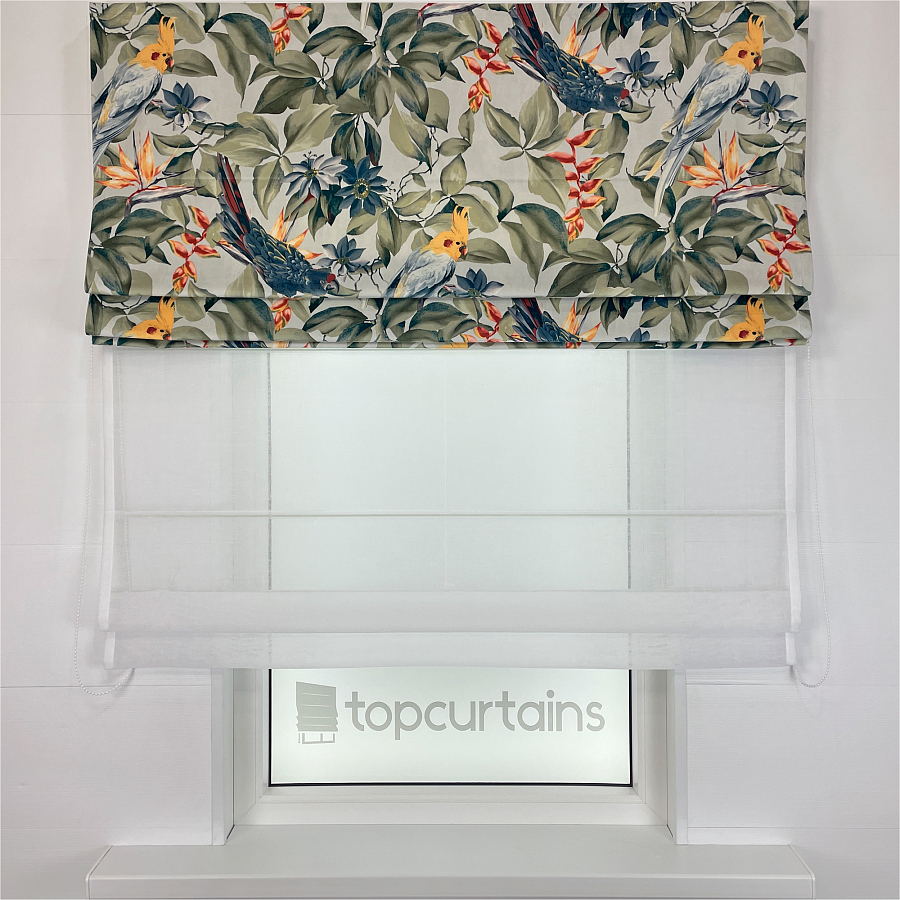 картинка Двойная римская штора Funny Parrots день и ночь от магазина Topcurtains