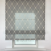 картинка Римская штора Geometrics Tulle  из серого льняного тюля с ромбами от магазина Topcurtains