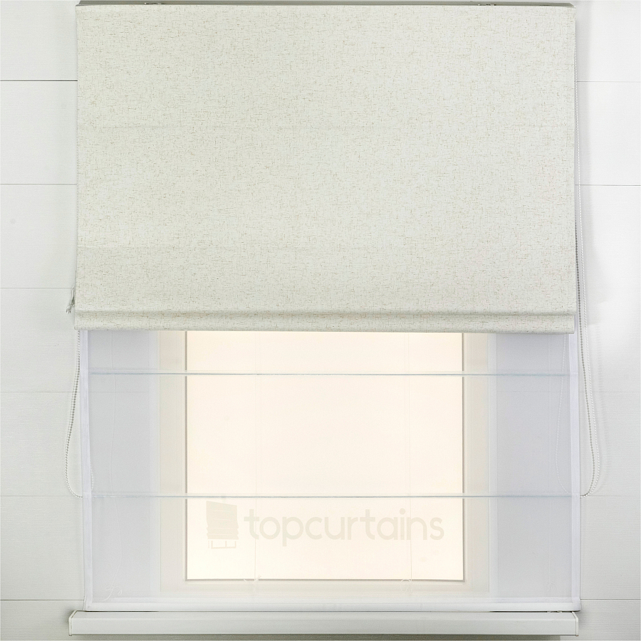 картинка Двойная римская штора White Sand, блэкаут с тюлем от магазина Topcurtains