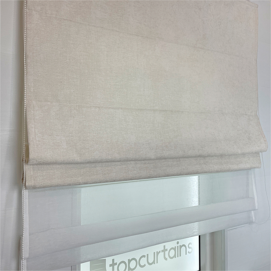 картинка Двойная римская штора Chenille Milk с тюлем от магазина Topcurtains